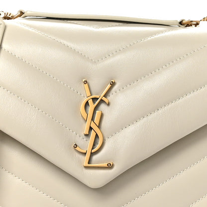Saint Laurent Calfskin Y Quilted Monogram Small Loulou Chain Satchel Crema Soft 8 of 10