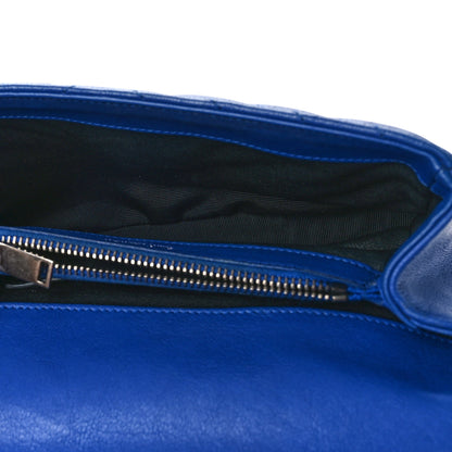 Saint Laurent Sheepskin Matelasse Chevron Monogram Medium College Bag Royal Blue 5 of 9