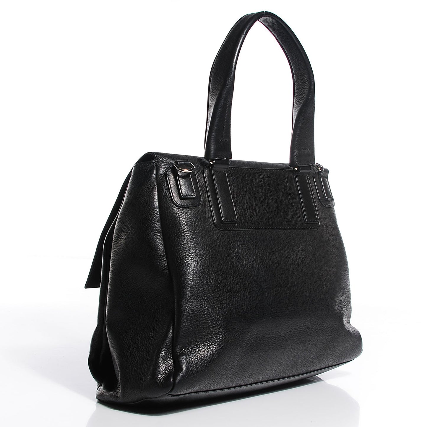 Waxy Grained Calfskin Medium Pandora Pure Flap Bag Black