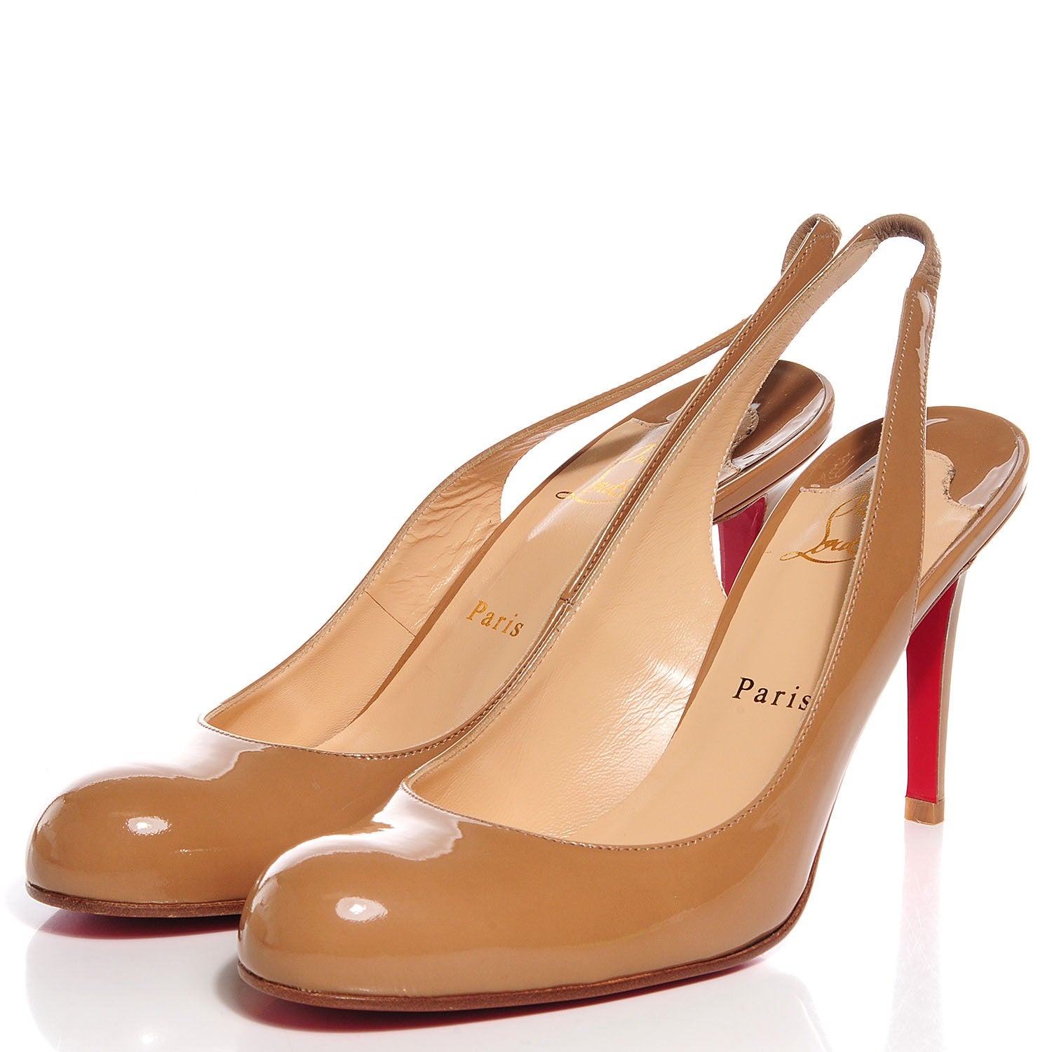 Christian Louboutin Patent Fifi Sling 85 Pumps 39.5 Taupe 3 of 7