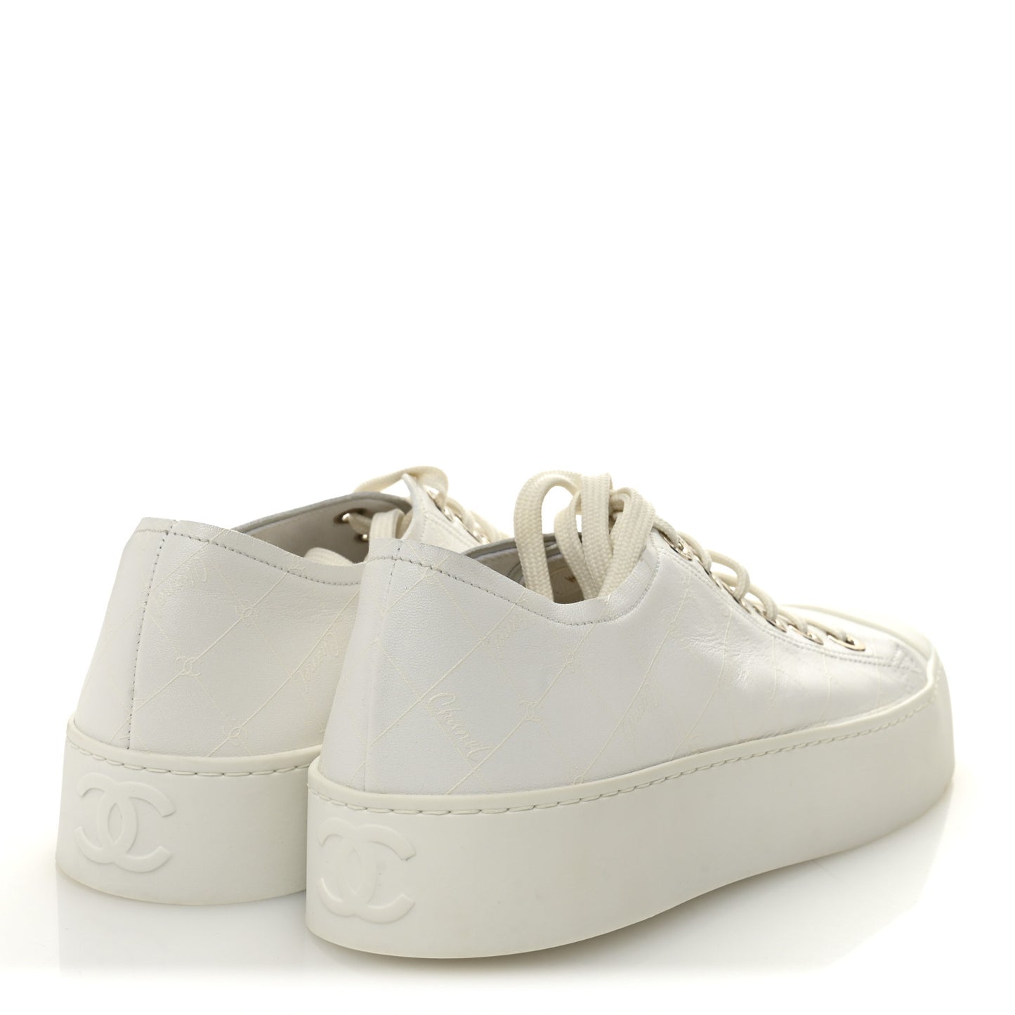 Lambskin Printed Logo Sneakers 38 White