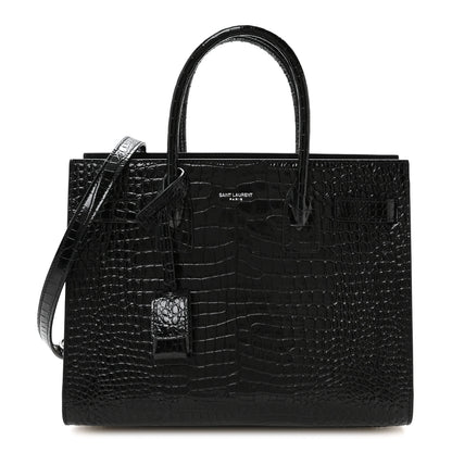 Saint Laurent Calfskin Crocodile Embossed Baby Sac De Jour Black 1 of 11