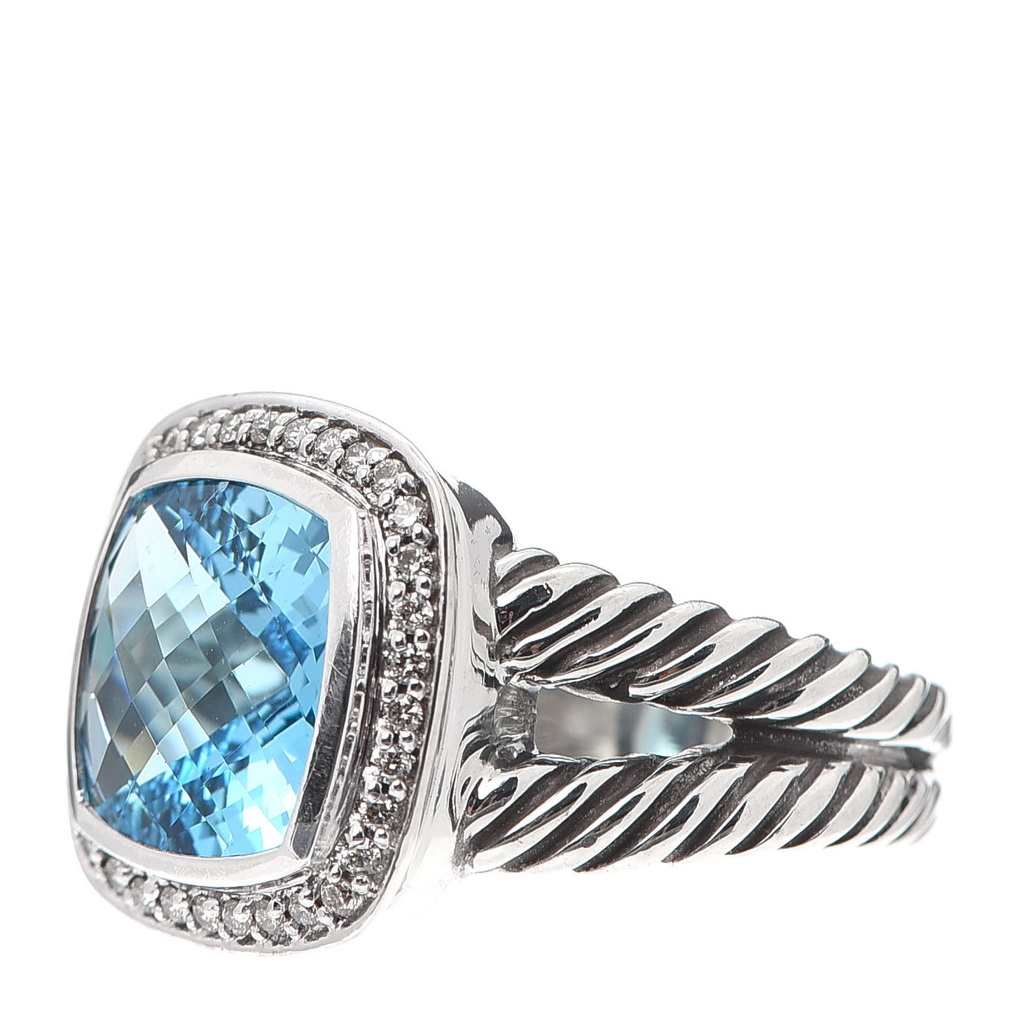 Sterling Silver Diamond Blue Topaz 11mm Albion Ring 60 9
