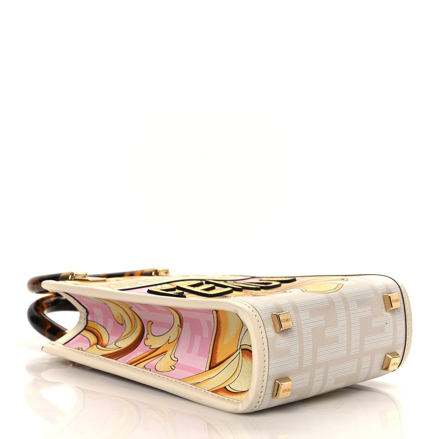 X VERSACE Calfskin Plexiglass Fendace FF Baroque Mini Fendi Sunshine Shopper Tote Gold Rosa White Ice Ciad