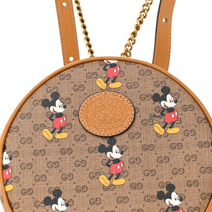 Gucci X DISNEY Mini Vintage GG Supreme Monogram Mickey Mouse Round Backpack Beige Vintage Sun Oil 8 of 10