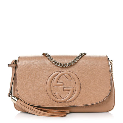 Gucci Pebbled Calfskin Medium Soho Flap Crossbody Camelia 1 of 9