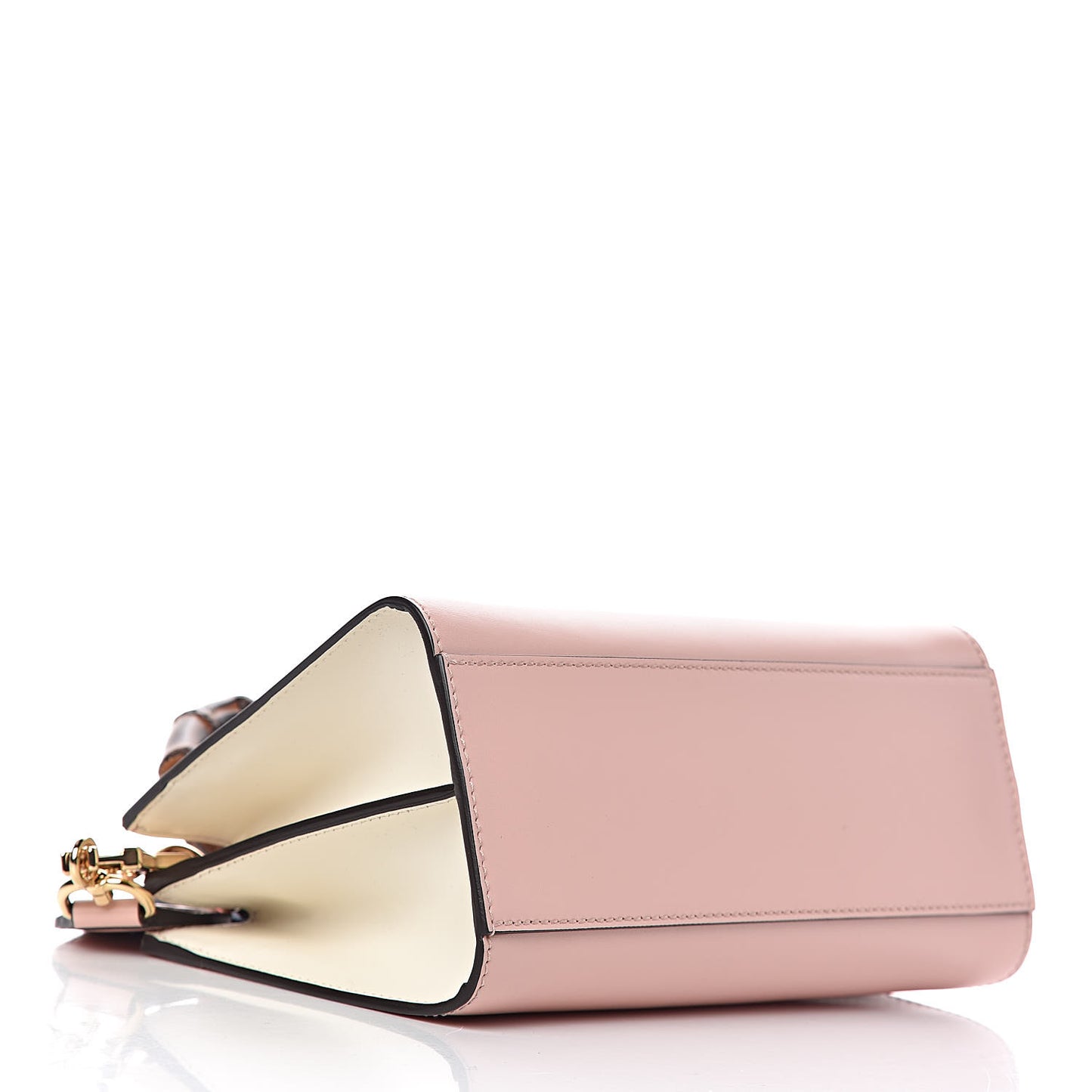 Nappa Bamboo Web Mini Nymphaea Top Handle Bag Perfect Pink Mystic White