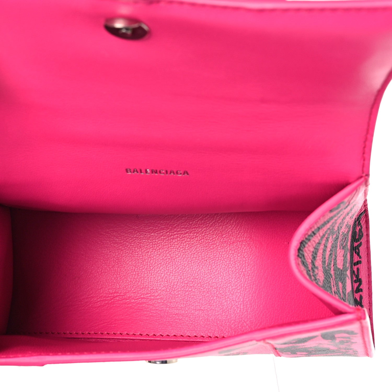 Balenciaga Smooth Calfskin Graffiti Hourglass Top Handle Bag XS Acid Fuchsia Black 5 of 8