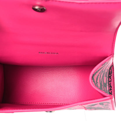 Balenciaga Smooth Calfskin Graffiti Hourglass Top Handle Bag XS Acid Fuchsia Black 5 of 8