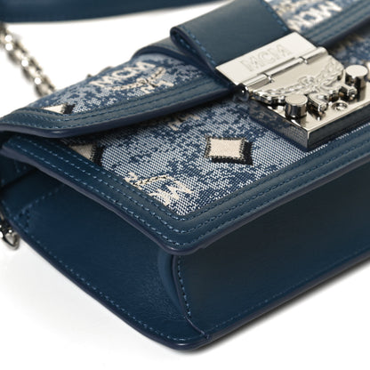 MCM Vintage Jacquard Monogram Mini Tracy Crossbody Blue 12 of 13