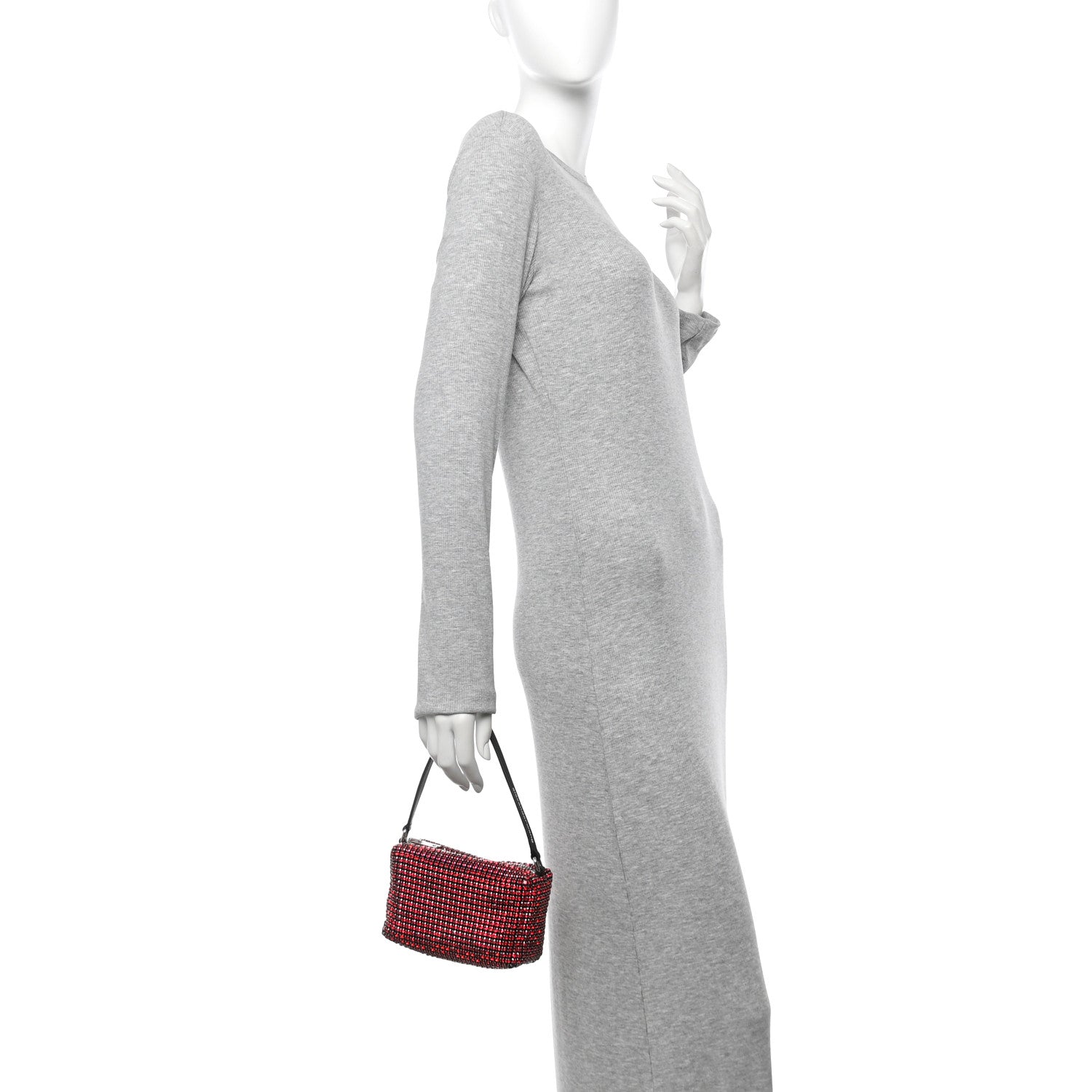 Alexander Wang Mesh Crystal Rhinestone Mini Heiress Pouch Red 2 of 10