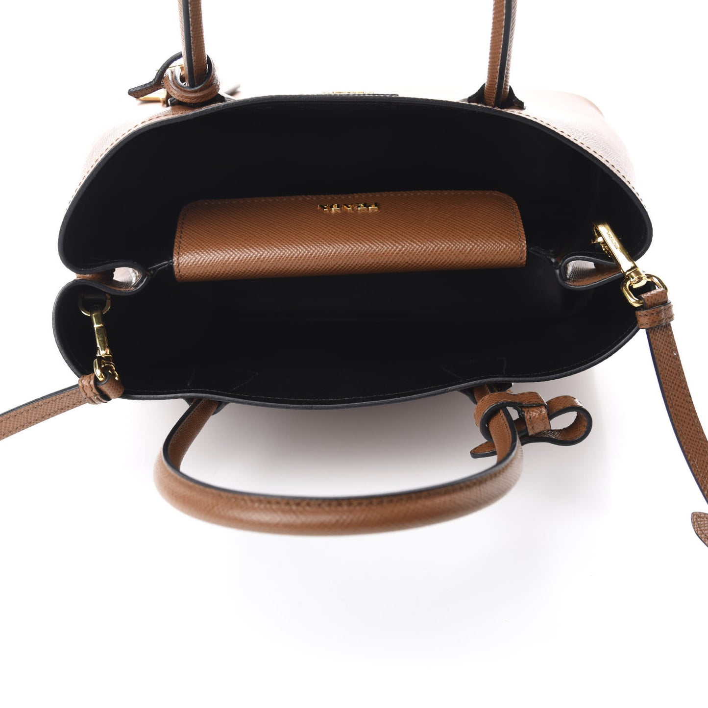 Saffiano Cuir Small Double Bag Palissandro Black