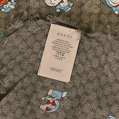 Gucci X DORAEMON Modal Silk Mini Vintage Monogram Shawl Beige 2 of 3
