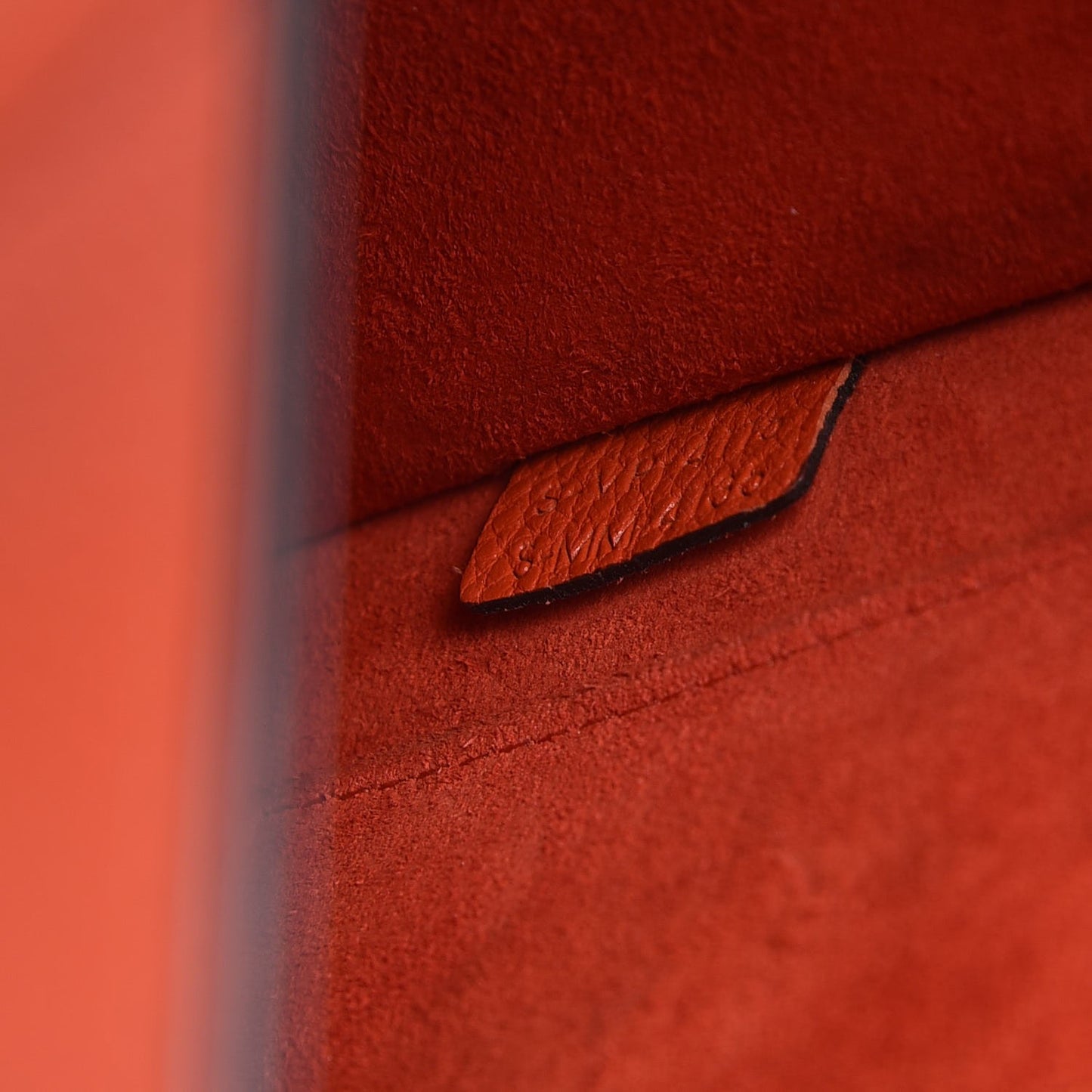 Drummed Calfskin Nano Luggage Vermillion