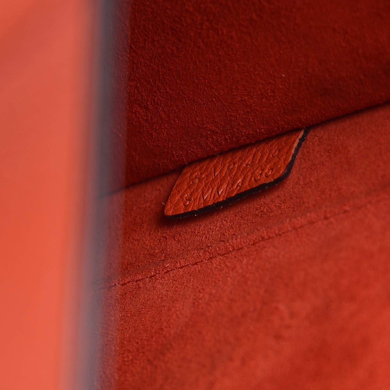Celine Drummed Calfskin Nano Luggage Vermillion 8 of 15