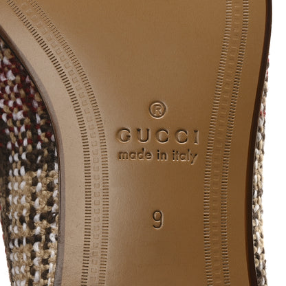 Gucci Vintage Tweed Check Horsebit Mens Jordaan Loafers 9 Red Beige White 7 of 10