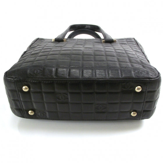 Chanel Leather Chocolate Bar Quilted Tote Black 4 of 10