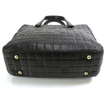 Chanel Leather Chocolate Bar Quilted Tote Black 4 of 10