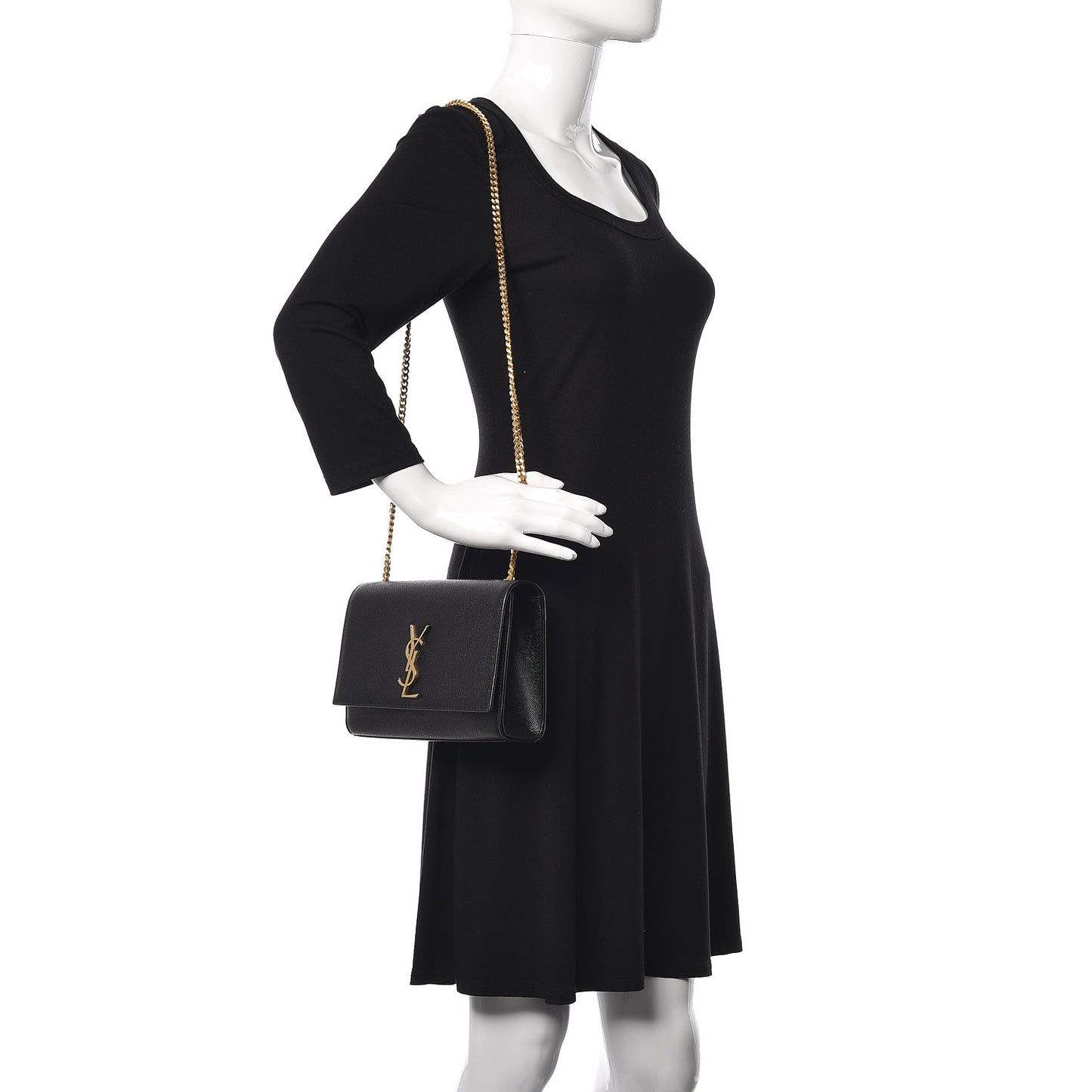 Grain De Poudre Medium Classic Monogram Kate Satchel Black