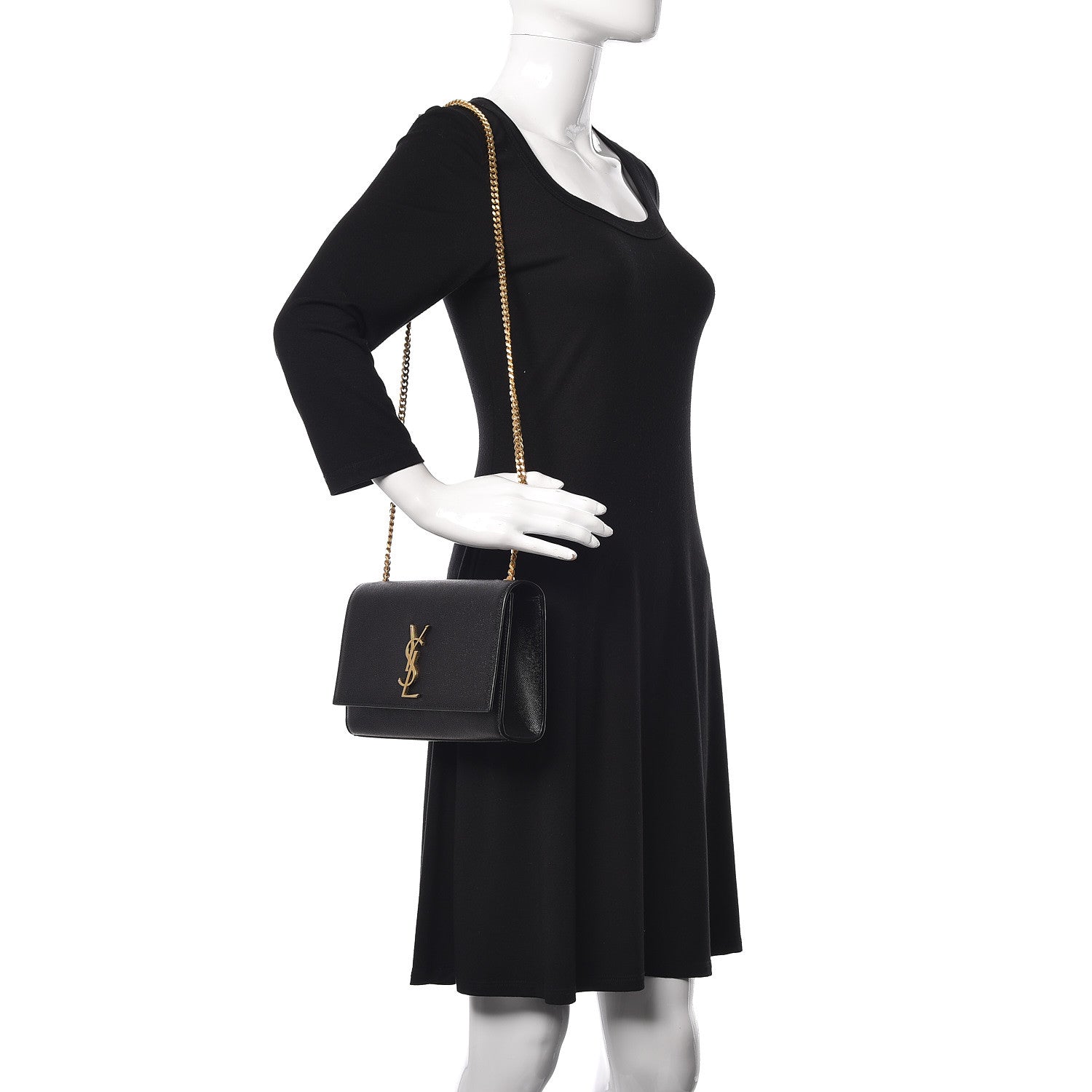 Saint Laurent Grain De Poudre Medium Classic Monogram Kate Satchel Black 2 of 10