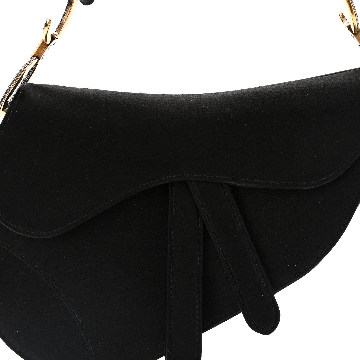 Christian Dior Satin Crystal Mini Saddle Bag Black 7 of 10