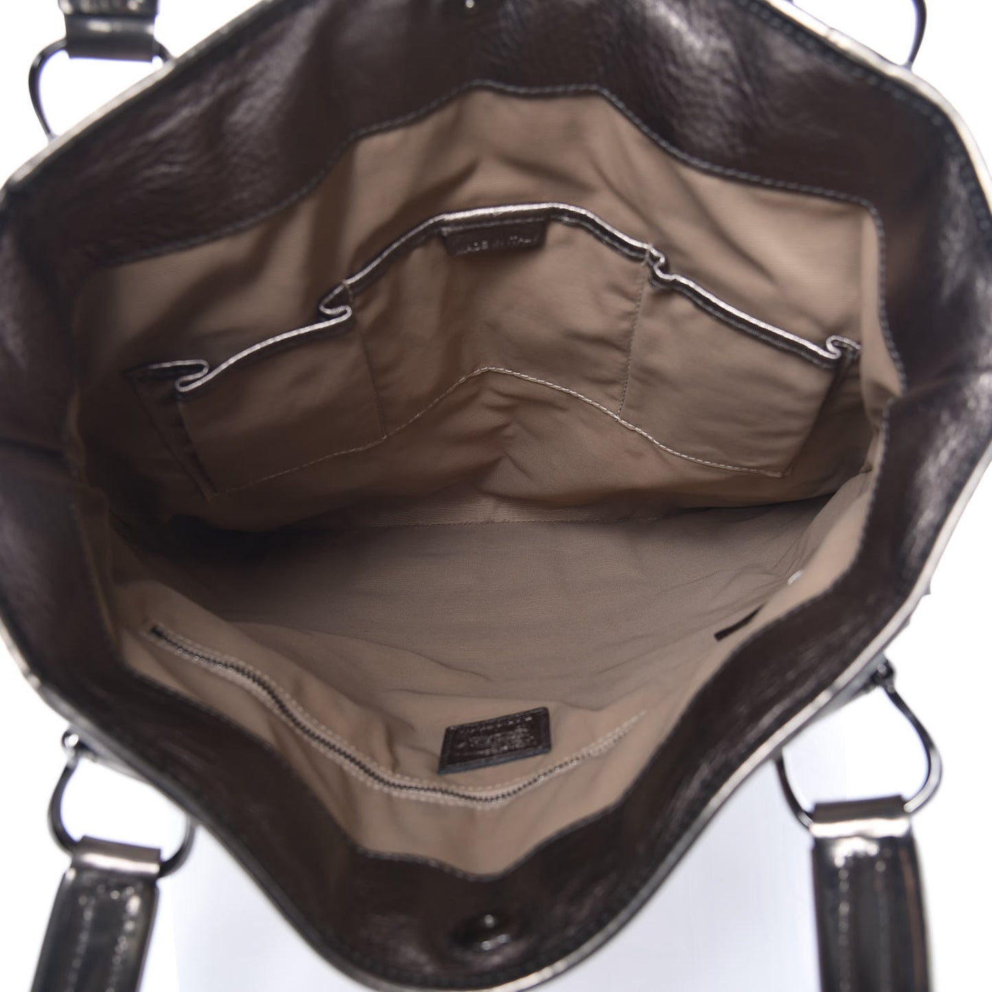 Metallic Calfskin Nova Check Patchwork Shopper Tote Pewter