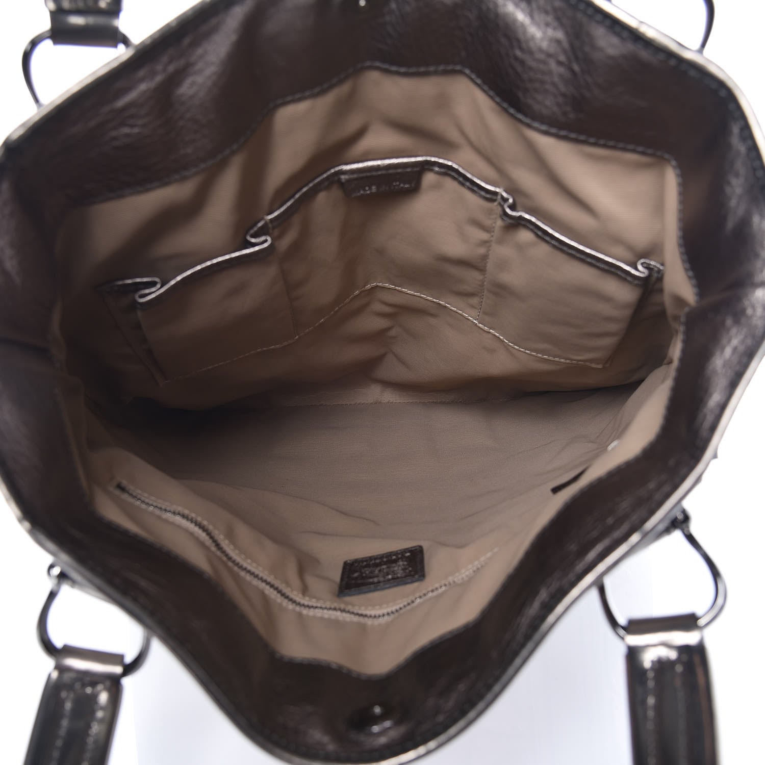 Burberry Metallic Calfskin Nova Check Patchwork Shopper Tote Pewter 5 of 15
