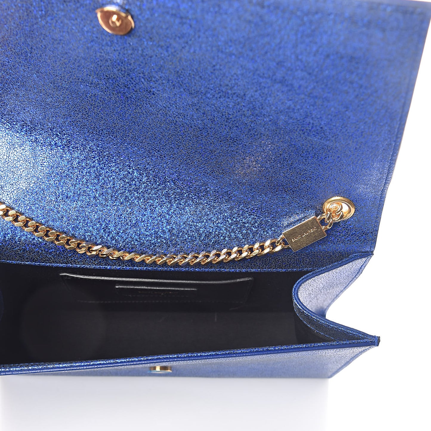 Metallic Calfskin Medium Classic Monogram Kate Satchel Blue Royal