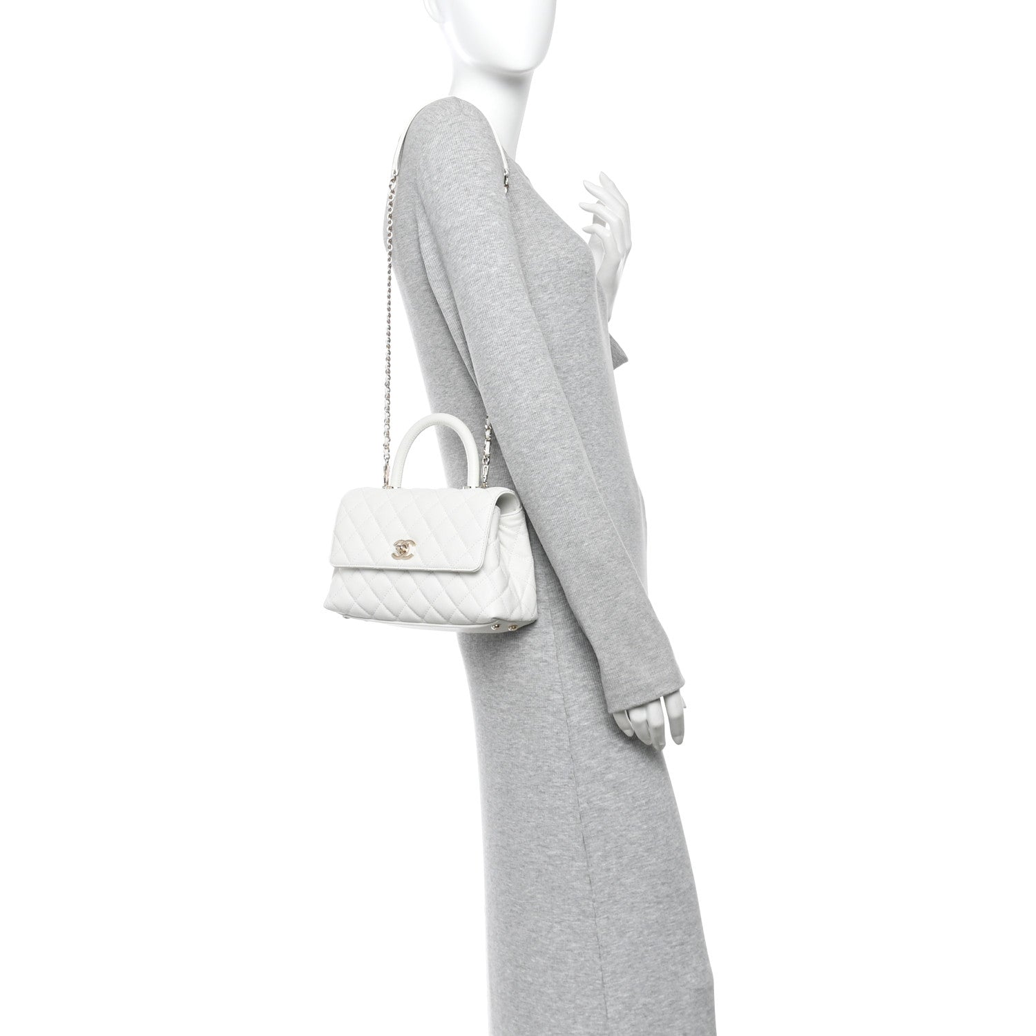 Chanel Caviar Quilted Mini Coco Handle Flap White 2 of 10