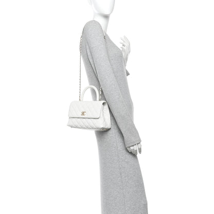 Chanel Caviar Quilted Mini Coco Handle Flap White 2 of 10