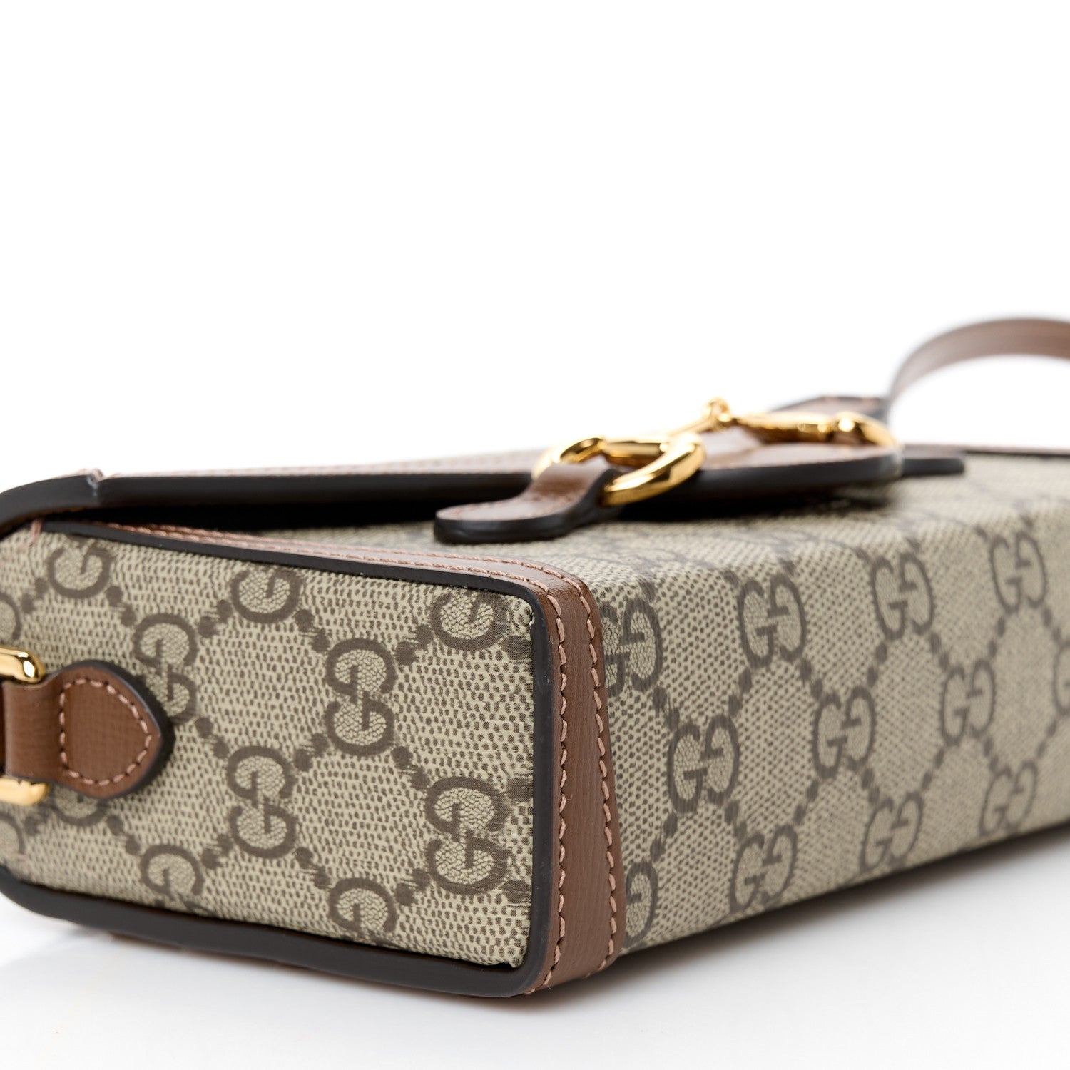 Gucci GG Supreme Monogram Mini Horsebit 1955 Shoulder Bag Beige Brown Sugar 9 of 10