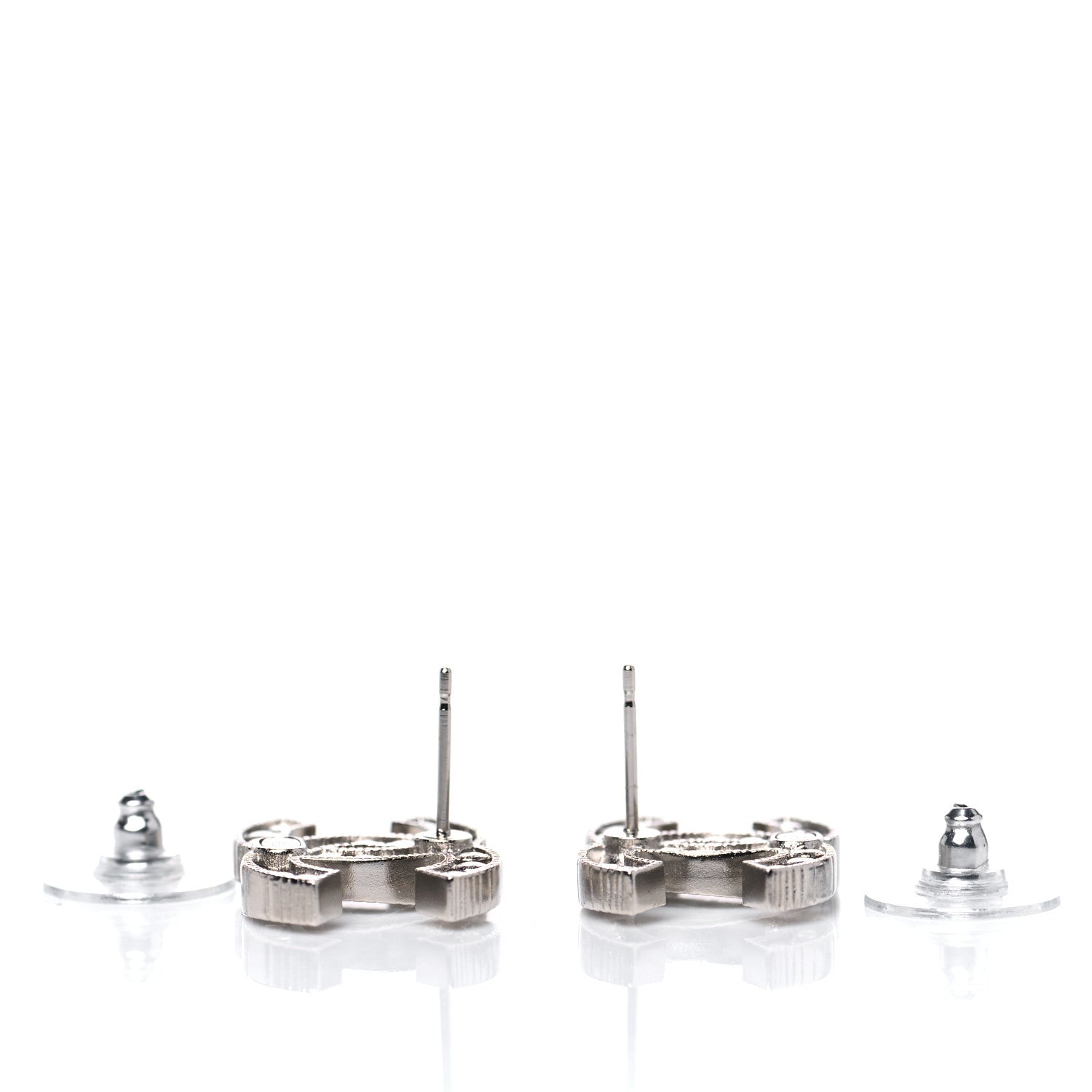 Chanel Crystal CC Earrings Silver 4 of 4