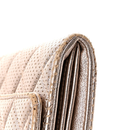 Chanel Metallic Perforated Lambskin Quilted Large Gusset Flap Wallet Light Pink 12 of 15