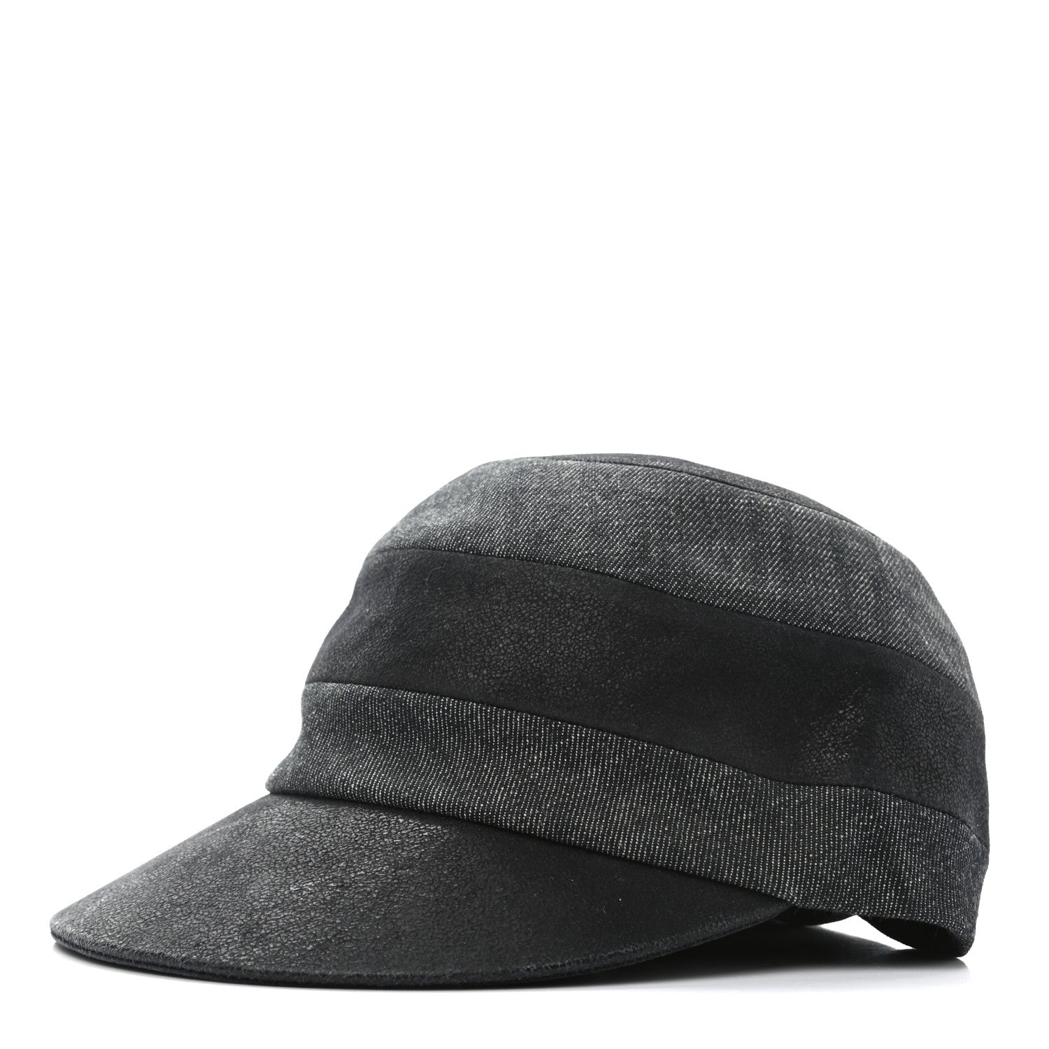 Hermes Goatskin Cotton Linen Cap 56 Black 1 of 8