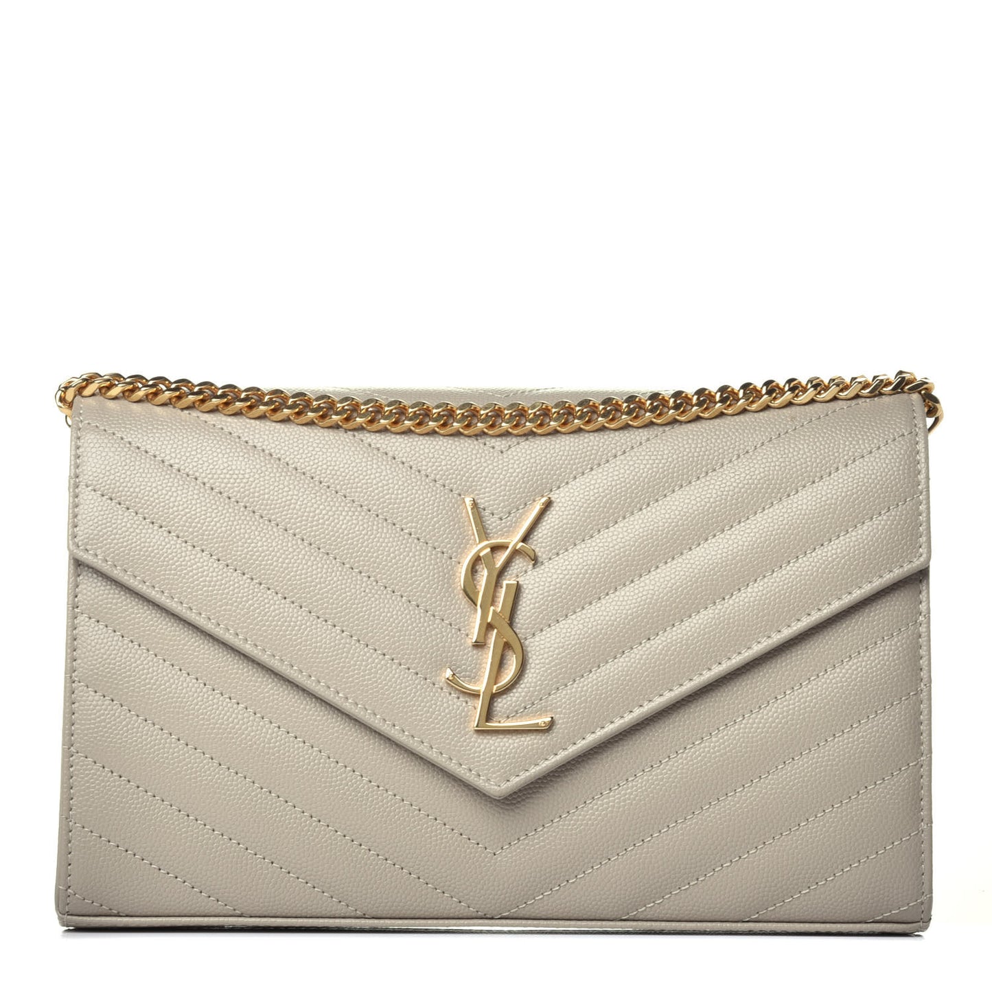 Grain De Poudre Matelasse Chevron Monogram Chain Wallet Sea Salt