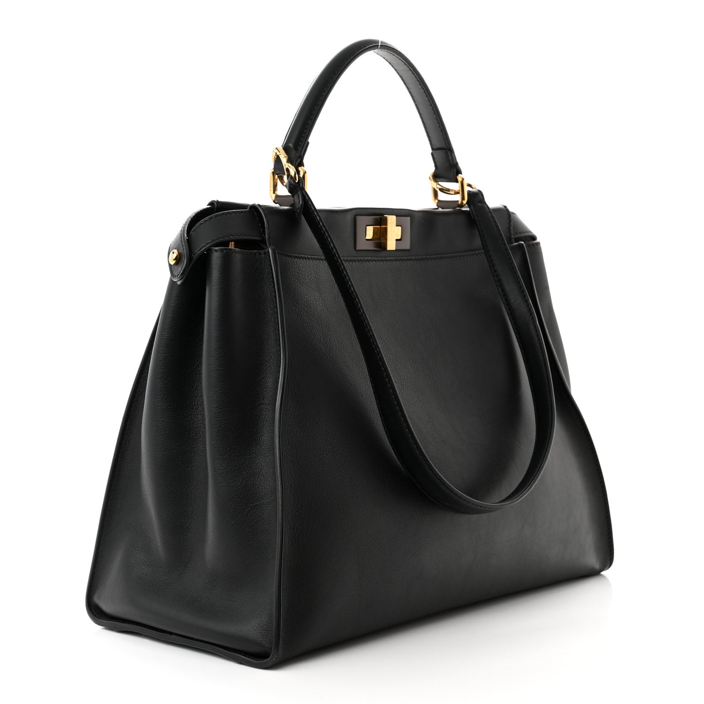Calfskin Pixel Embroidered Large Peekaboo Iconic Satchel Black