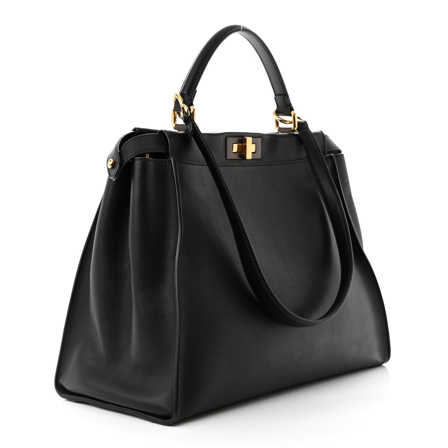 Fendi Calfskin Pixel Embroidered Large Peekaboo Iconic Satchel Black 3 of 12