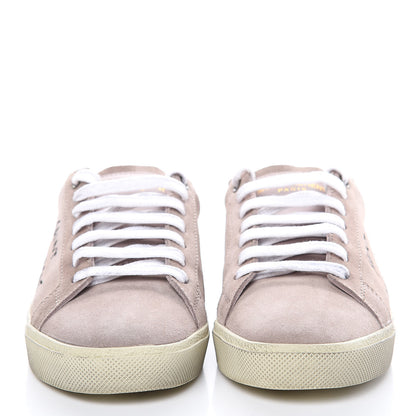 Saint Laurent Distressed Suede Womens Court Classic Sneakers 37 Rose Antique 2 of 12