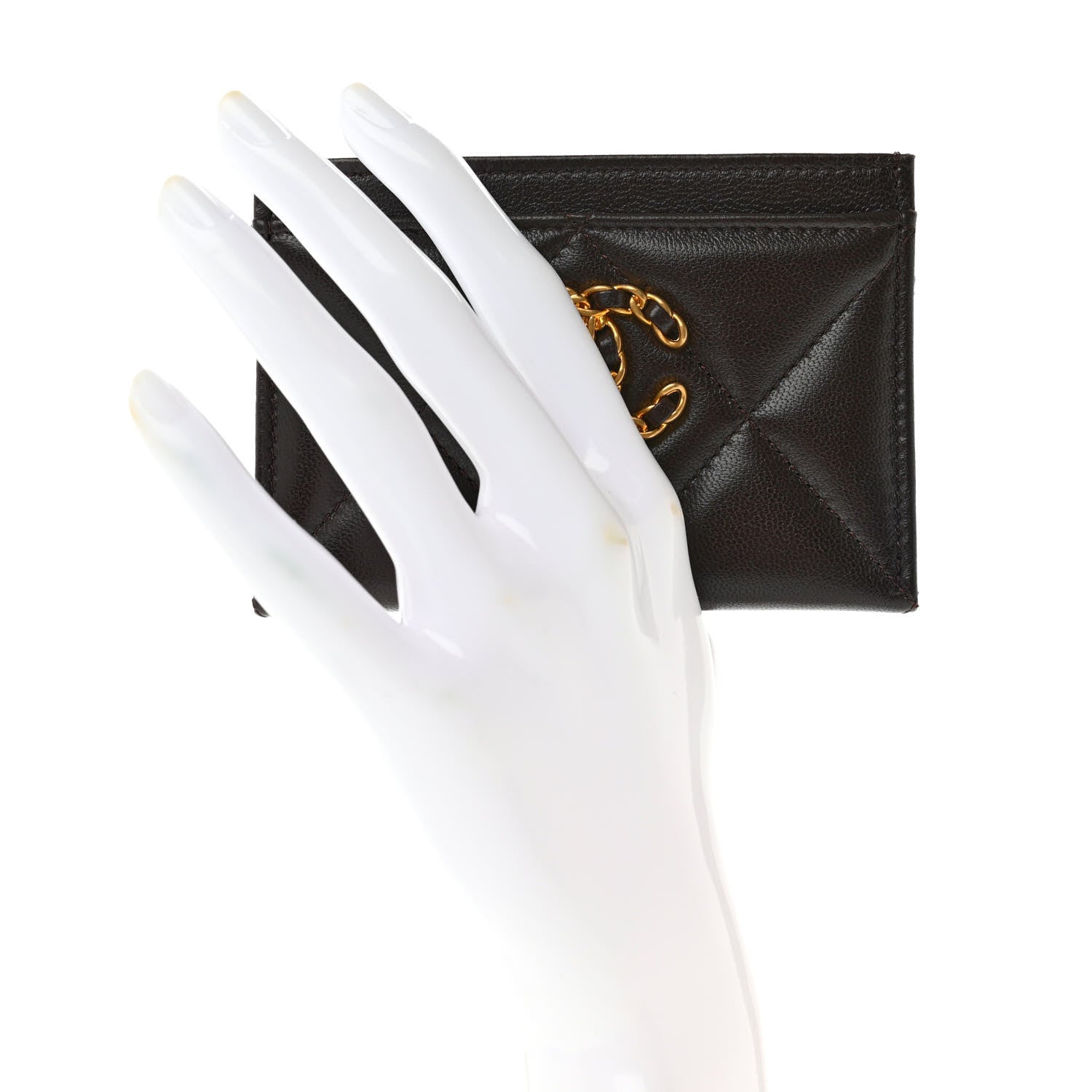 Chanel Lambskin Quilted Chanel 19 Card Holder Dark Brown 2 of 8