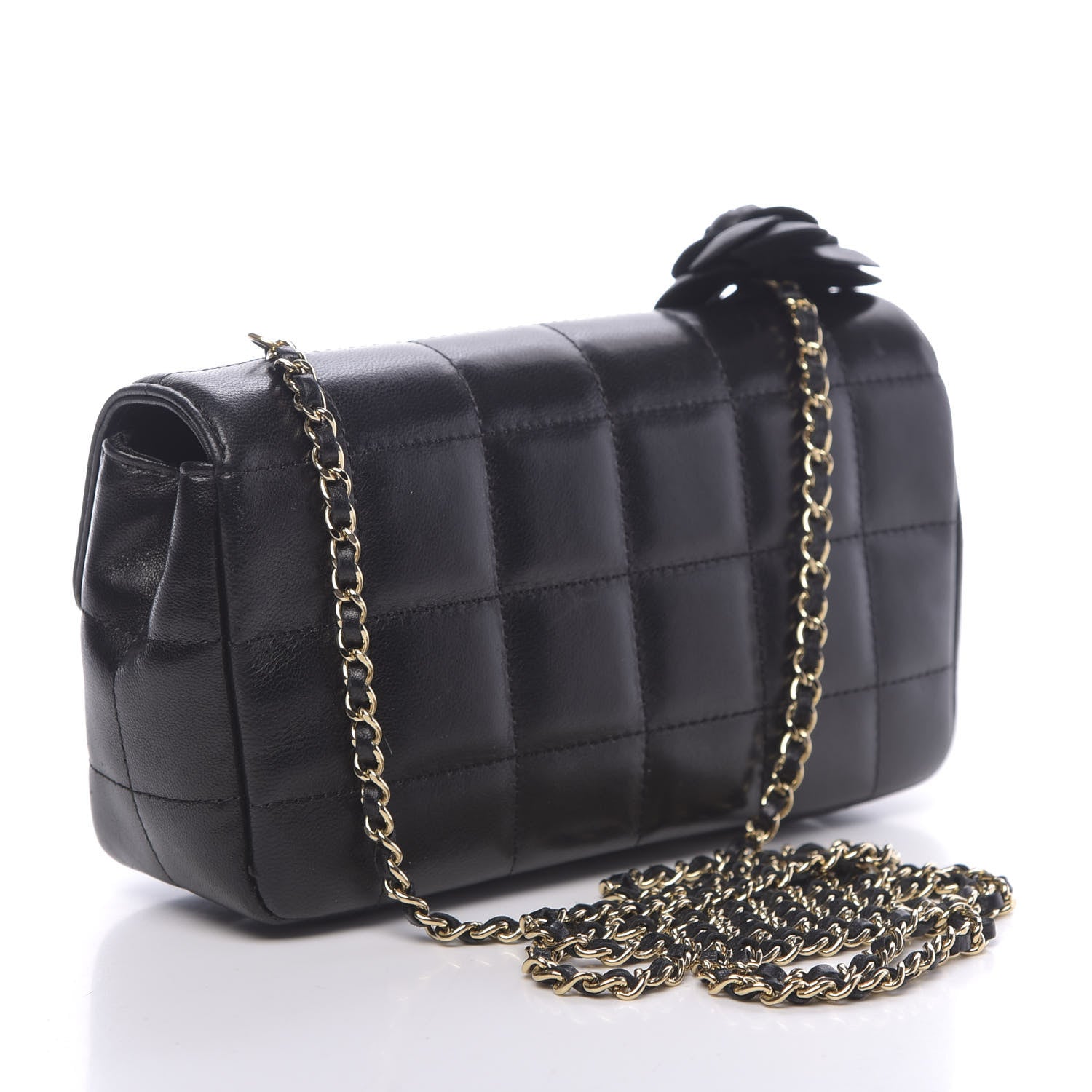 Chanel Lambskin Quilted Mini Chocolate Bar Camellia Flap Black 3 of 10