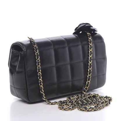 Chanel Lambskin Quilted Mini Chocolate Bar Camellia Flap Black 3 of 10