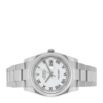 Rolex Stainless Steel 36mm Oyster Perpetual Datejust Watch White Roman 116200 2 of 4