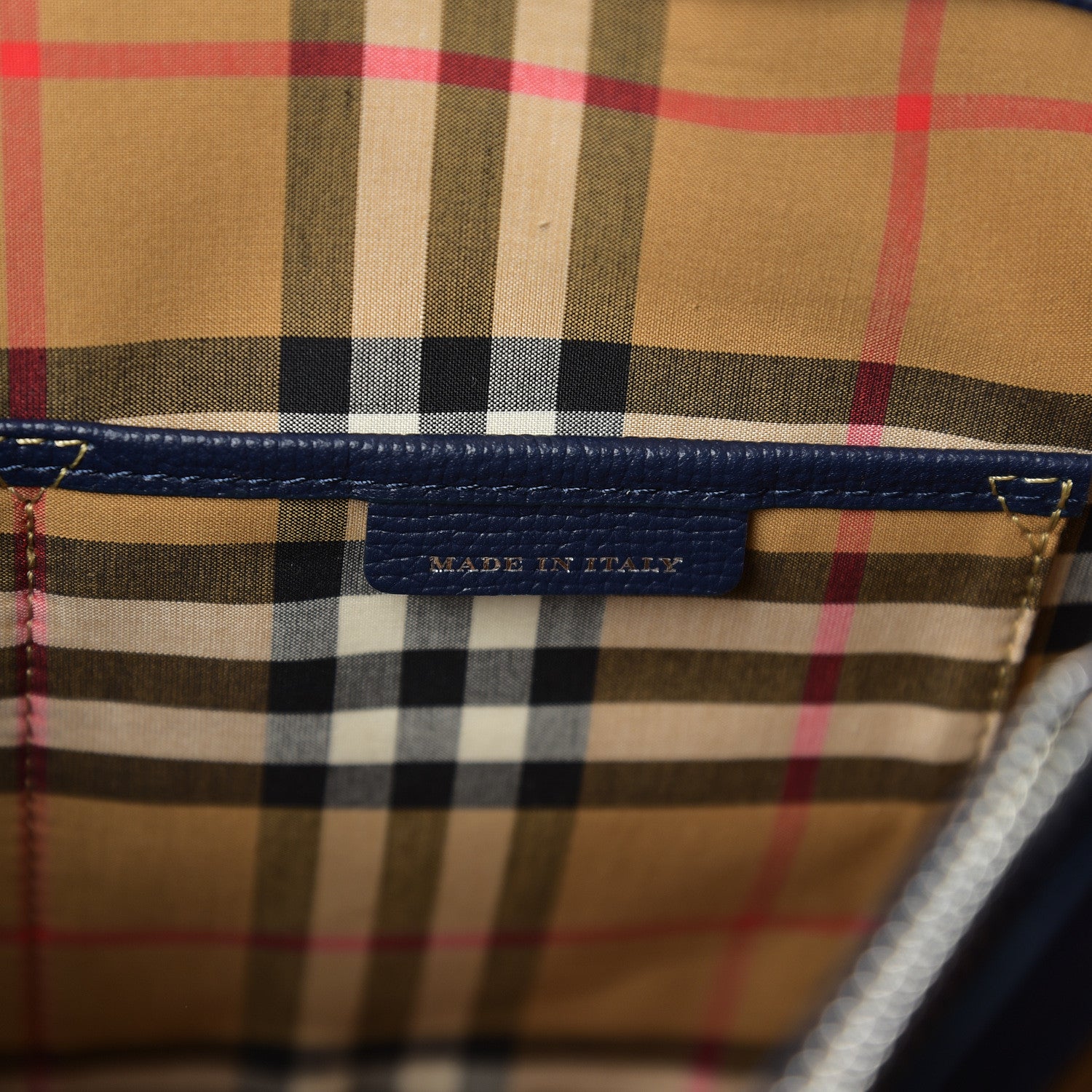 Burberry Derby Calfskin Vintage Check Medium Banner Tote Regency Blue 6 of 10