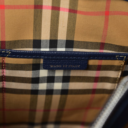 Burberry Derby Calfskin Vintage Check Medium Banner Tote Regency Blue 6 of 10