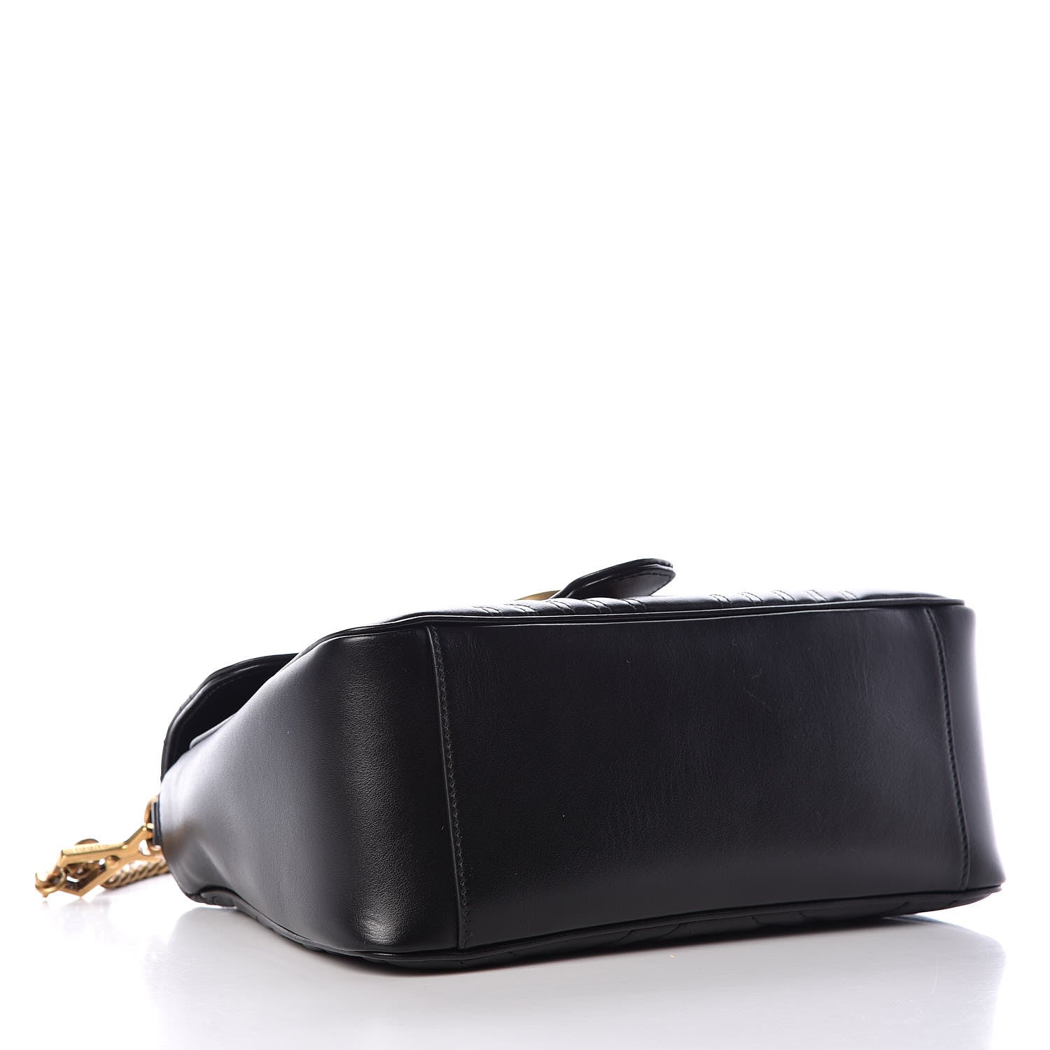 Gucci Calfskin Matelasse Small GG Marmont Top Handle Shoulder Bag Black 4 of 9
