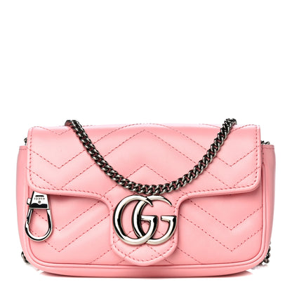 Gucci Calfskin Matelasse Super Mini GG Marmont Shoulder Bag Wild Rose 1 of 11