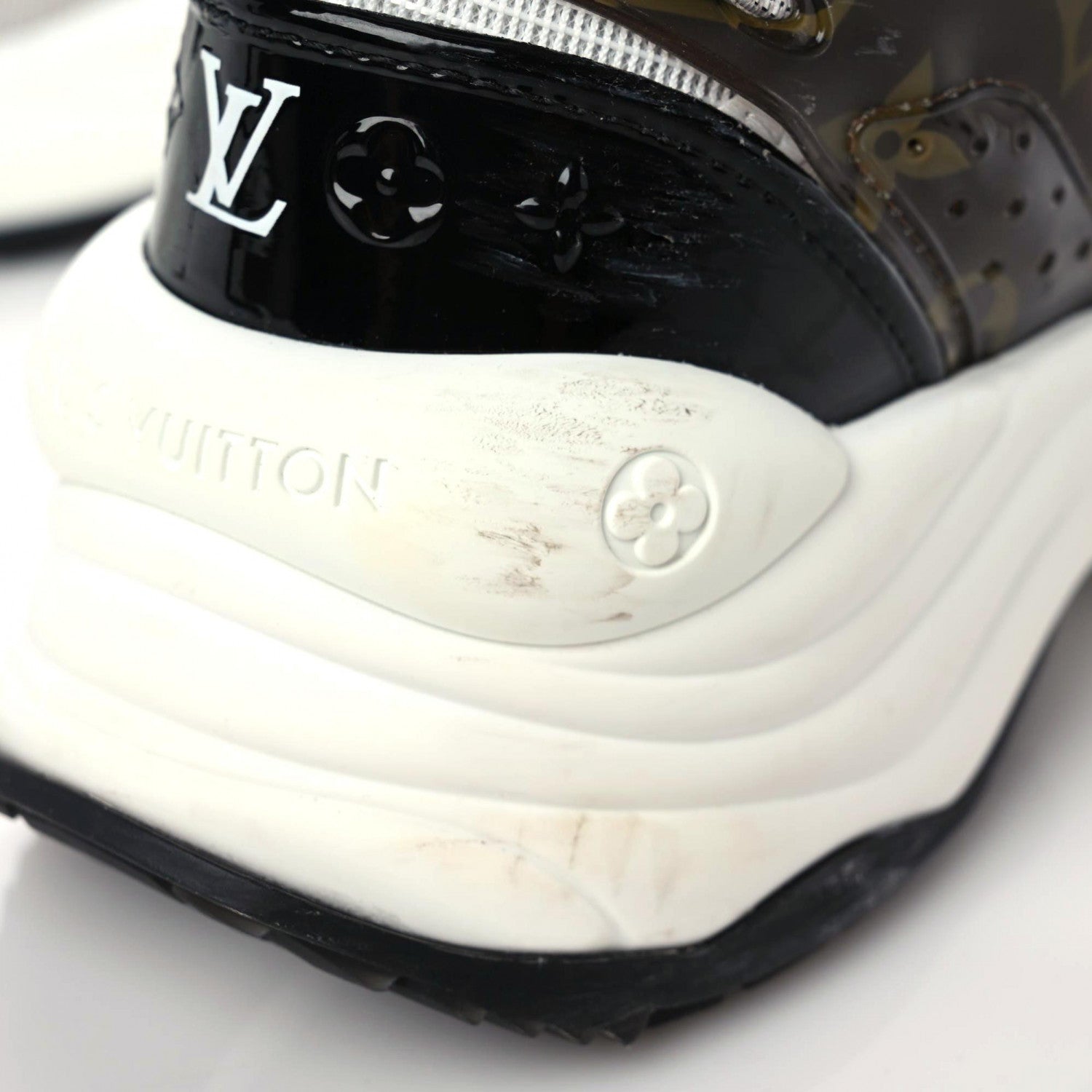 Louis Vuitton LOUIS VUITTON Monogram Calfskin Run 55 Sneakers 37.5 White 13 of 18