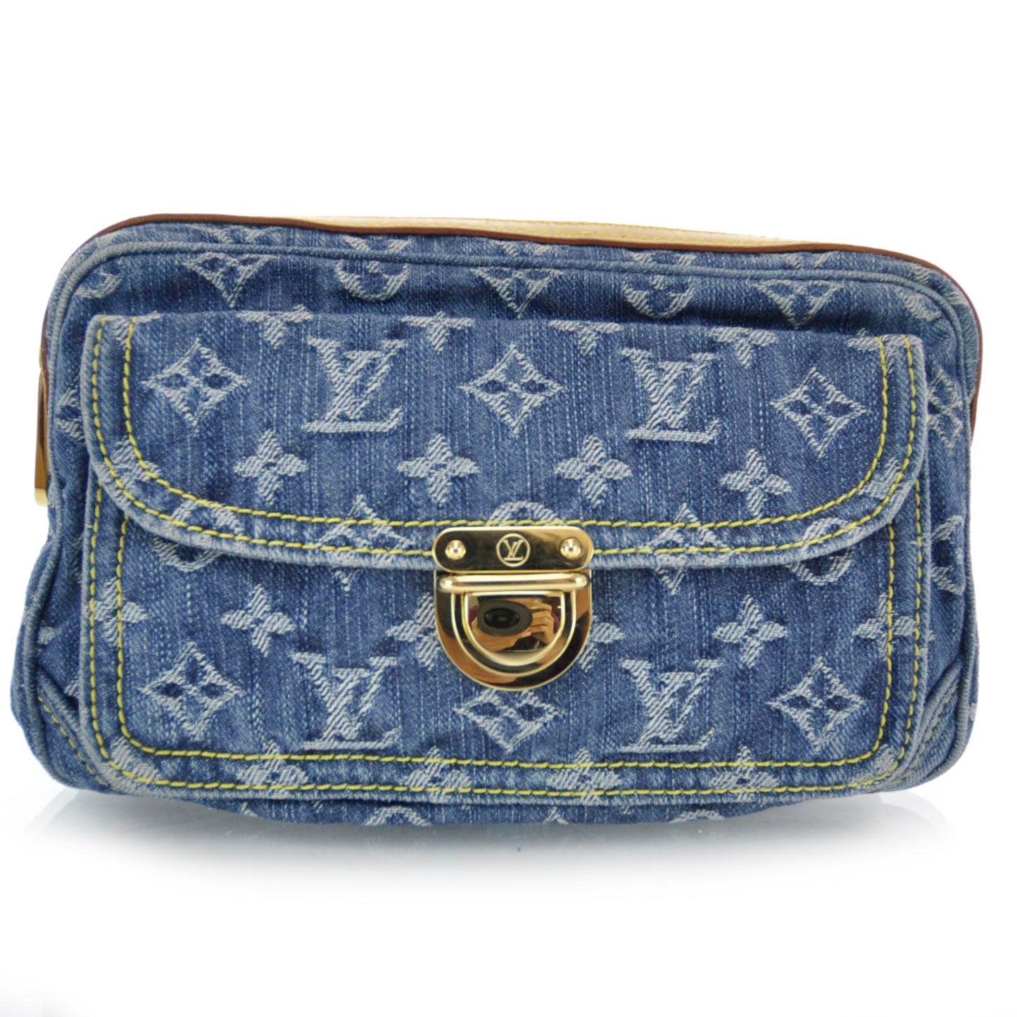 Monogram Denim Bum Bag Blue