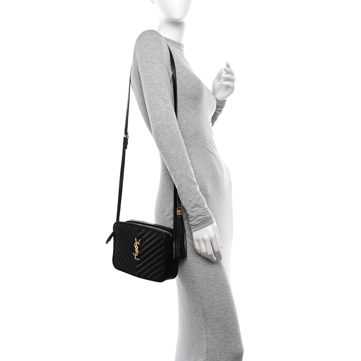 Saint Laurent Calfskin Matelasse Monogram Lou Camera Bag Black 2 of 12