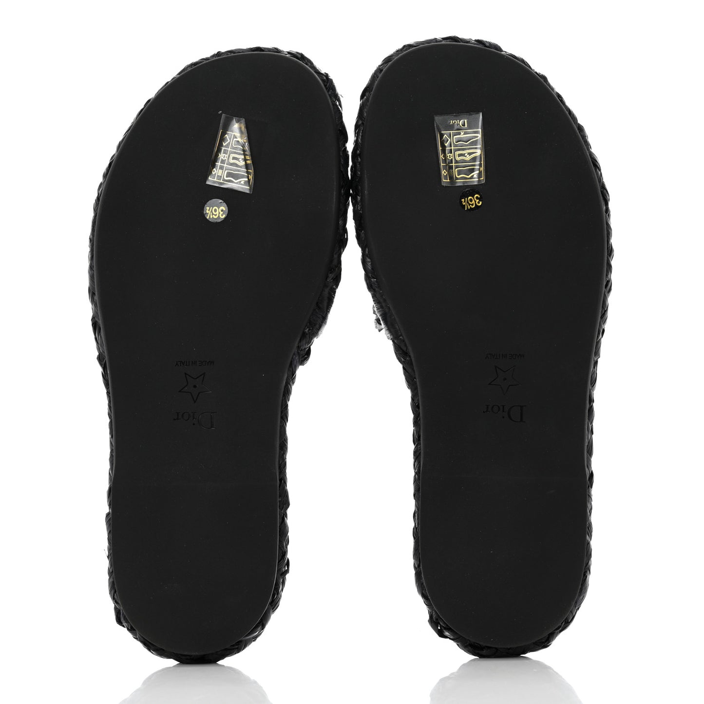 Raffia Embroidered Dway Mules Slide Sandals 36.5 Black